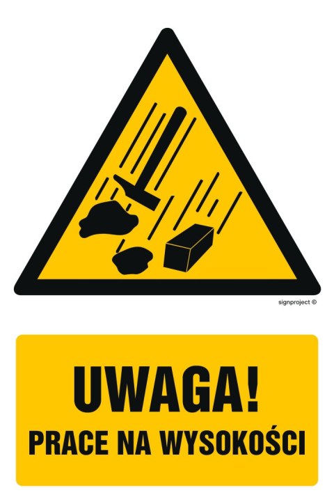 Znak GF027 Uwaga - prace na wysokości - opakowanie 10 sztuk, 50x75 mm, PN - Płyta 1 mm Znak GF027 Uwaga - prace na wysokości - opakowanie 10 sztuk, 50x75 mm, PN - Płyta 1 mm