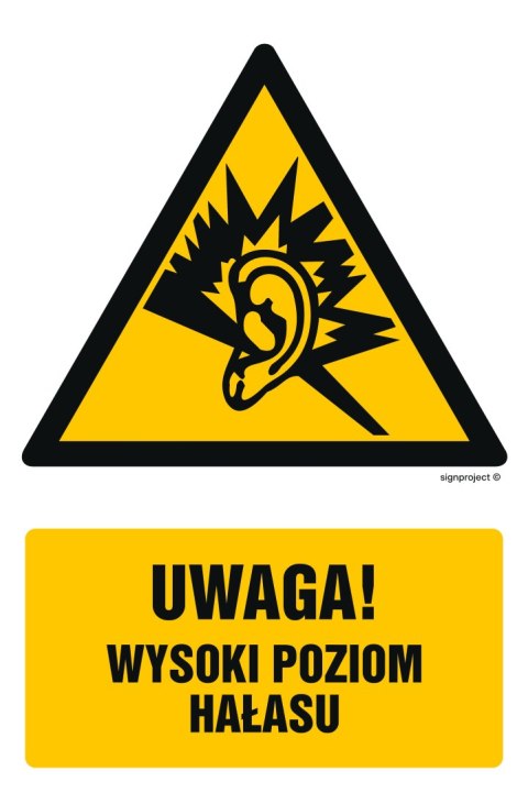 Znak GF028 Uwaga - wysoki poziom hałasu, 250x375 mm, PN - Płyta 1 mm Znak GF028 Uwaga - wysoki poziom hałasu, 250x375 mm, PN - Płyta 1 mm