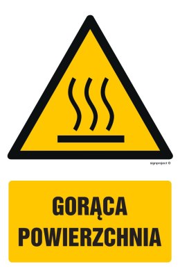 Znak GF030 Gorąca powierzchnia - opakowanie 10 sztuk, 50x75 mm, PS - Płyta 1 mm fotoluminescencyjna