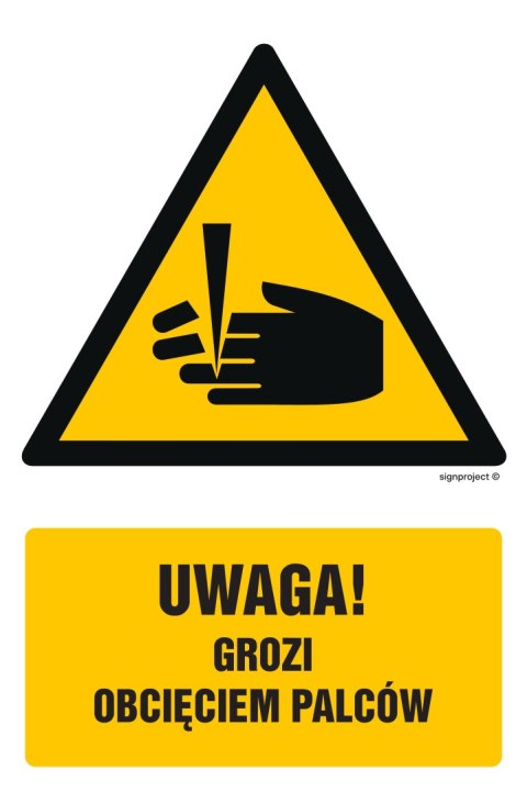 Znak GF033 Uwaga- niebezpieczeństwo obcięcia palców, 700x1050 mm, PN - Płyta 1 mm Znak GF033 Uwaga- niebezpieczeństwo obcięcia palców, 700x1050 mm, PN - Płyta 1 mm
