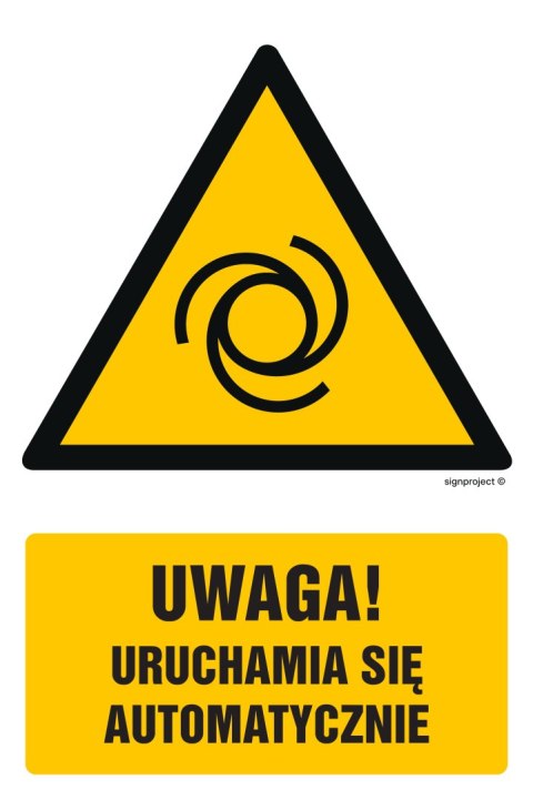 Znak GF034 Uwaga! Uruchamia się automatycznie, 100x150 mm, TS - Płyta TD fotoluminescencyjna Znak GF034 Uwaga! Uruchamia się automatycznie, 100x150 mm, TS - Płyta TD fotoluminescencyjna