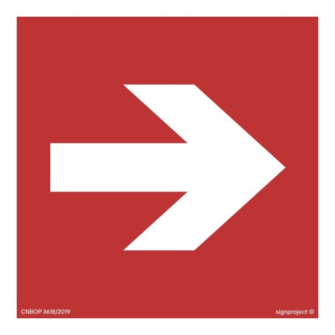 Znak BA011 Kierunek do miejsca rozmieszczenia sprzętu pożarniczego lub urządzenia ostrzegającego, 500x500 mm, PS - Płyta 1 mm fo