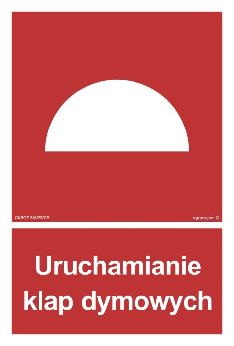 Znak BB002 Uruchamianie klap dymowych, 150x222 mm, PN - Płyta 1 mm