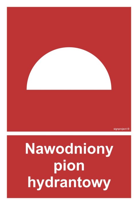 Znak BB019 Nawodniony pion hydrantowy, 350x518 mm, FN - Folia samoprzylepna