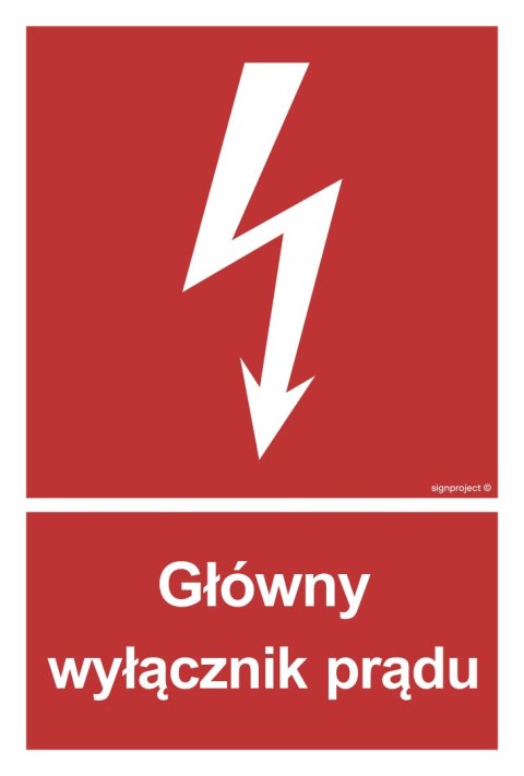 Znak BC008 Główny wyłącznik prądu, 400x594 mm, PS - Płyta 1 mm fotoluminescencyjna Znak BC008 Główny wyłącznik prądu, 400x594 mm, PS - Płyta 1 mm fotoluminescencyjna