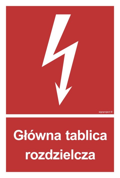 Znak BC010 Główna tablica rozdzielcza, 400x594 mm, PN - Płyta 1 mm Znak BC010 Główna tablica rozdzielcza, 400x594 mm, PN - Płyta 1 mm
