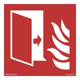 Znak BF007 Drzwi przeciwpożarowe, 350x350 mm, FN - Folia samoprzylepna