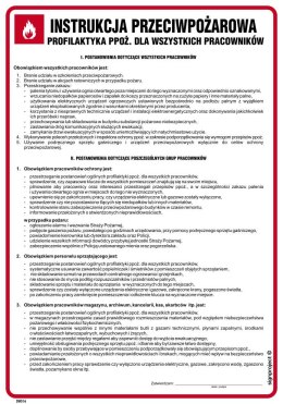 DB016 Instrukcja przeciwpożarowa - profilaktyka ppoż, dla wszystkich pracowników, 245x350 mm, HN - Płyta TD-flex 0,4mm