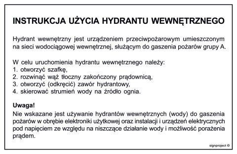 DB029 Instrukcja użycia hydrantu wewnętrznego, 200x130 mm, HN - Płyta TD-flex 0,4mm DB029 Instrukcja użycia hydrantu wewnętrznego, 200x130 mm, HN - Płyta TD-flex 0,4mm