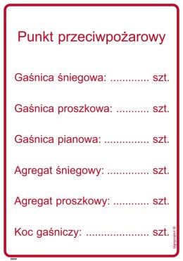 Znak DB031 Punkt przeciwpożarowy, 245x350 mm, FN - Folia samoprzylepna
