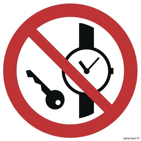 Znak GA008 Zakaz wstępu z przedmiotami metalowymi i zegarkami, 350x350 mm, PN - Płyta 1 mm Znak GA008 Zakaz wstępu z przedmiotami metalowymi i zegarkami, 350x350 mm, PN - Płyta 1 mm