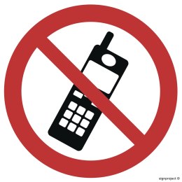Znak GB017 Zakaz używania telefonów komórkowych - arkusz 12 naklejek, 50x50 mm, FN - Folia samoprzylepna