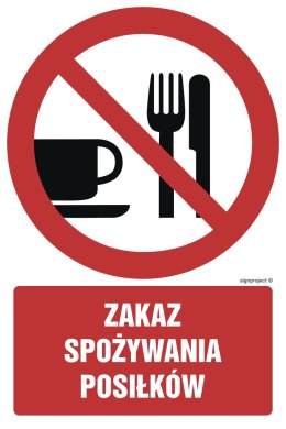 Znak GC024 Zakaz spożywania posiłków, 350x525 mm, PS - Płyta 1 mm fotoluminescencyjna