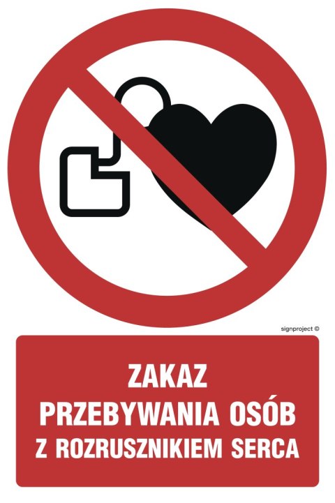 Znak GC039 Zakaz przebywania osób z rozrusznikiem serca, 700x1050 mm, TS - Płyta TD fotoluminescencyjna Znak GC039 Zakaz przebywania osób z rozrusznikiem serca, 700x1050 mm, TS - Płyta TD fotoluminescencyjna
