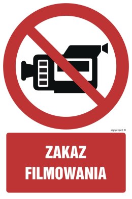 Znak GC053 Zakaz filmowania, 150x225 mm, PN - Płyta 1 mm