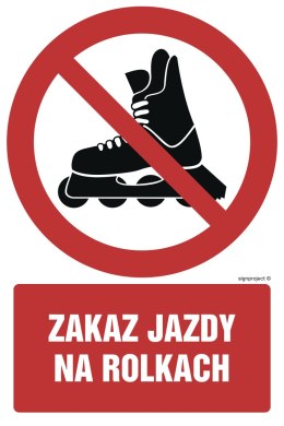 Znak GC054 Zakaz jazdy na rolkach, 250x375 mm, PN - Płyta 1 mm