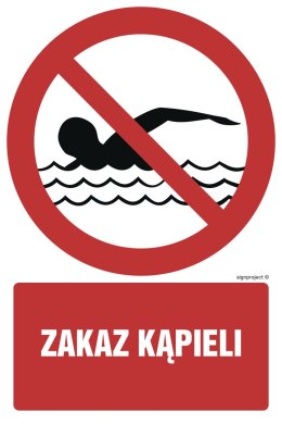 Znak GC055 Zakaz kąpieli, 700x1050 mm, PN - Płyta 1 mm