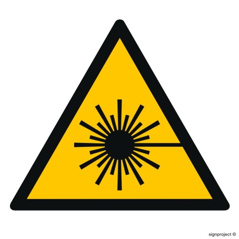 Znak GD004 Ostrzeżenie przed wiązką laserową, 500x500 mm, FN - Folia samoprzylepna Znak GD004 Ostrzeżenie przed wiązką laserową, 500x500 mm, FN - Folia samoprzylepna