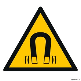 Znak GD006 Ostrzeżenie przed silnym polem magnetycznym, 150x150 mm, PS - Płyta 1 mm fotoluminescencyjna