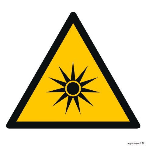 Znak GD027 Ostrzeżenie przed promieniowaniem optycznym, 100x100 mm, PN - Płyta 1 mm Znak GD027 Ostrzeżenie przed promieniowaniem optycznym, 100x100 mm, PN - Płyta 1 mm