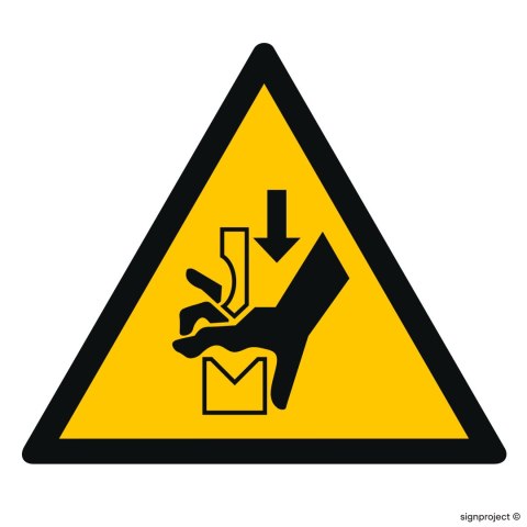 Znak GD030 Ostrzeżenie przed zgnieceniem dłoni między prasą i stopą, 350x350 mm, PN - Płyta 1 mm Znak GD030 Ostrzeżenie przed zgnieceniem dłoni między prasą i stopą, 350x350 mm, PN - Płyta 1 mm