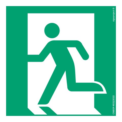 Znak AE001 Wyjście ewakuacyjne lewostronne, 500x500 mm, PS - Płyta 1 mm fotoluminescencyjna Znak AE001 Wyjście ewakuacyjne lewostronne, 500x500 mm, PS - Płyta 1 mm fotoluminescencyjna