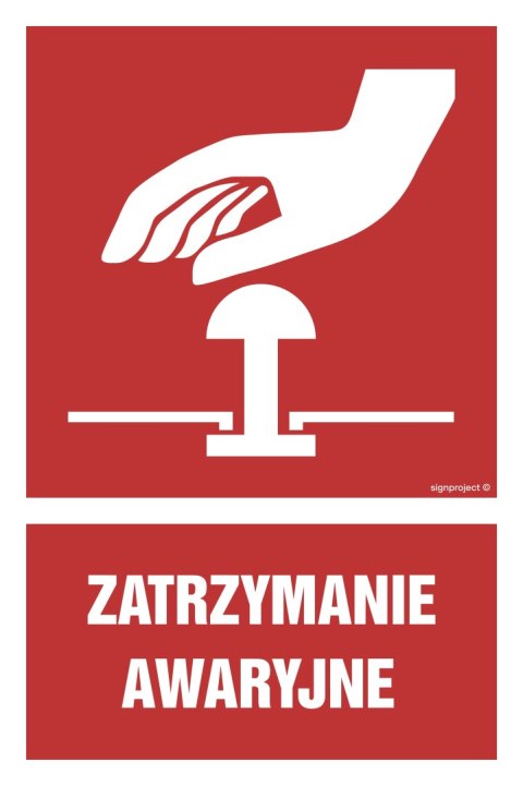 Znak GI012 Zatrzymanie awaryjne, 500x750 mm, PS - Płyta 1 mm fotoluminescencyjna