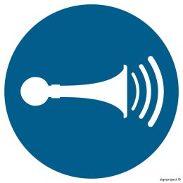 Znak GJ029 Nakaz używania sygnału dźwiękowego, 350x350 mm, FS - Folia samoprzylepna fotoluminescencyjna