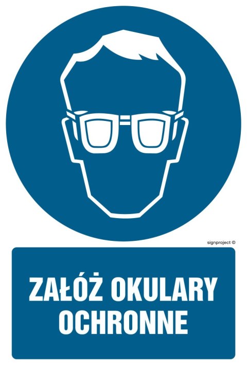 Znak GL003 Załóż okulary ochronne, 100x150 mm, PN - Płyta 1 mm Znak GL003 Załóż okulary ochronne, 100x150 mm, PN - Płyta 1 mm
