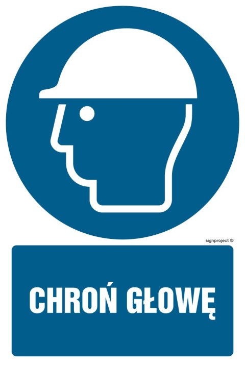 Znak GL004 Chroń głowę - opakowanie 10 sztuk, 50x75 mm, PN - Płyta 1 mm Znak GL004 Chroń głowę - opakowanie 10 sztuk, 50x75 mm, PN - Płyta 1 mm