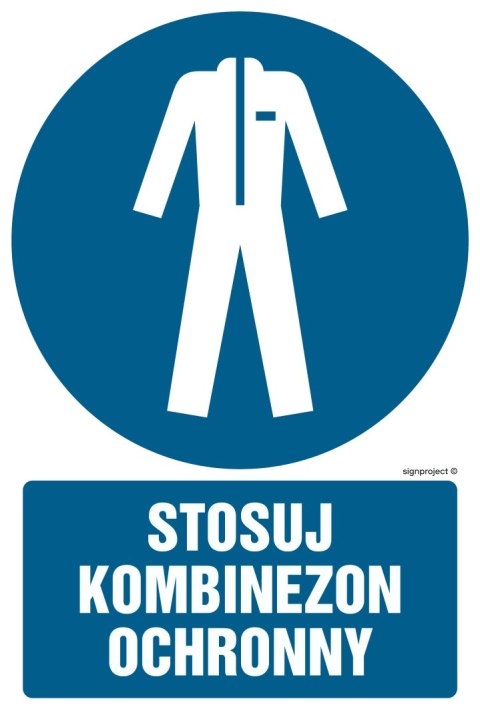 Znak GL020 Stosuj kombinezon ochronny, 100x150 mm, PN - Płyta 1 mm