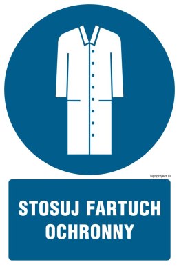 Znak GL028 Stosuj fartuch ochronny, 350x525 mm, FN - Folia samoprzylepna