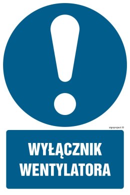 Znak GL029 Wyłącznik wentylatora - arkusz 9 naklejek, 50x75 mm, FN - Folia samoprzylepna