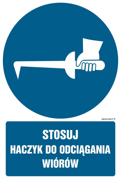 Znak GL036 Stosuj haczyk do odciągania wiórów, 250x375 mm, PS - Płyta 1 mm fotoluminescencyjna