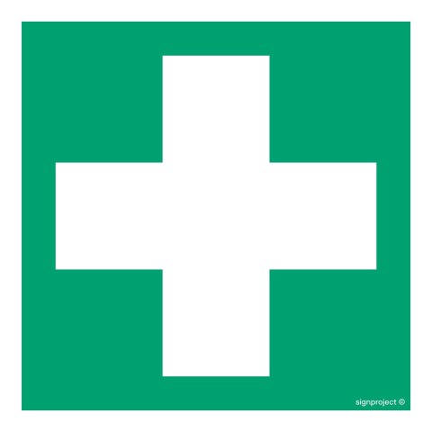 Znak GG001 Pierwsza pomoc, 100x100 mm, PN - Płyta 1 mm Znak GG001 Pierwsza pomoc, 100x100 mm, PN - Płyta 1 mm