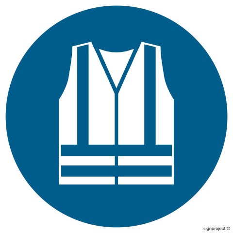 Znak GJ015 Nakaz stosowania kamizelki odblaskowej, 350x350 mm, PN - Płyta 1 mm Znak GJ015 Nakaz stosowania kamizelki odblaskowej, 350x350 mm, PN - Płyta 1 mm