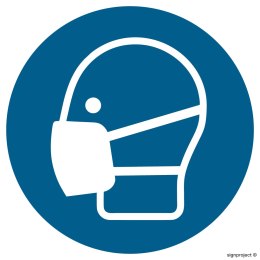 Znak GJ016 Nakaz stosowania maski przeciwpyłowej, 350x350 mm, PN - Płyta 1 mm