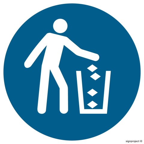 Znak GJ030 Nakaz używania pojemnika na śmieci, 500x500 mm, PS - Płyta 1 mm fotoluminescencyjna Znak GJ030 Nakaz używania pojemnika na śmieci, 500x500 mm, PS - Płyta 1 mm fotoluminescencyjna
