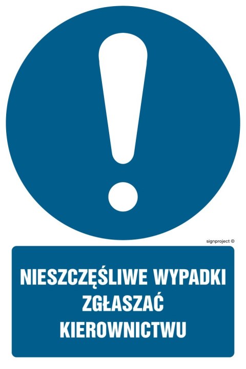 Znak GL002 Nieszczęśliwe wypadki zgłaszać kierownictwu, 100x150 mm, PS - Płyta 1 mm fotoluminescencyjna Znak GL002 Nieszczęśliwe wypadki zgłaszać kierownictwu, 100x150 mm, PS - Płyta 1 mm fotoluminescencyjna