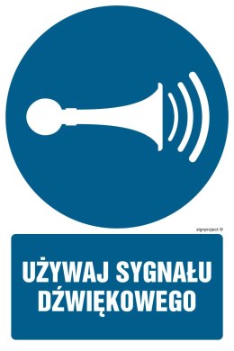 Znak GL010 Używaj sygnału dźwiękowego, 250x375 mm, PN - Płyta 1 mm