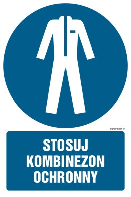 Znak GL021 Stosuj kombinezon ochronny, 100x150 mm, PN - Płyta 1 mm