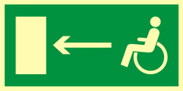 Kierunek do wyjścia drogi ewakuacyjnej dla niepełnosprawnych w lewo, 10x20 cm, SYSTEM TD