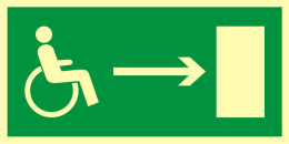 Kierunek do wyjścia drogi ewakuacyjnej dla niepełnosprawnych w prawo, 10x20 cm, SYSTEM TD