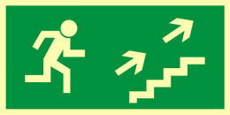 Kierunek do wyjścia drogi ewakuacyjnej schodami w górę w prawo, 10x20 cm, SYSTEM TD