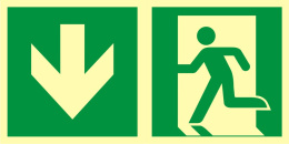 Kierunek do wyjścia ewakuacyjnego - w dół (lewostronny), 10x20 cm, SYSTEM TD