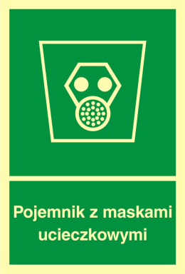 Pojemnik z maskami ucieczkowymi, 10x14,8 cm, PCV 1 mm