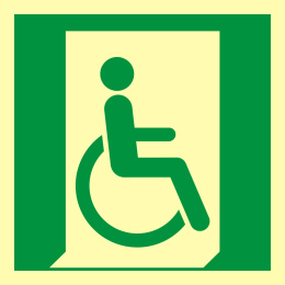 Wyjście ewakuacyjne dla niepełnosprawnych (prawostronne), 10x10 cm, SYSTEM TD