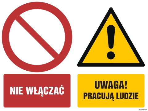 Znak GM006 Nie włączać Uwaga! Pracują ludzie, 100x75 mm, TS - Płyta TD fotoluminescencyjna Znak GM006 Nie włączać Uwaga! Pracują ludzie, 100x75 mm, TS - Płyta TD fotoluminescencyjna