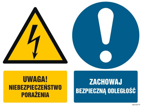 Znak GM019 Uwaga niebezpieczeństwo porażenia Zachowaj bezpieczną odległość, 300x225 mm, FN - Folia samoprzylepna Znak GM019 Uwaga niebezpieczeństwo porażenia Zachowaj bezpieczną odległość, 300x225 mm, FN - Folia samoprzylepna