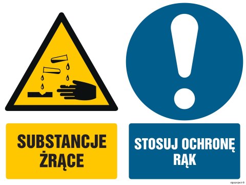 Znak GM020 Substancje żrące Stosuj ochronę rąk, 1000x750 mm, PS - Płyta 1 mm fotoluminescencyjna Znak GM020 Substancje żrące Stosuj ochronę rąk, 1000x750 mm, PS - Płyta 1 mm fotoluminescencyjna